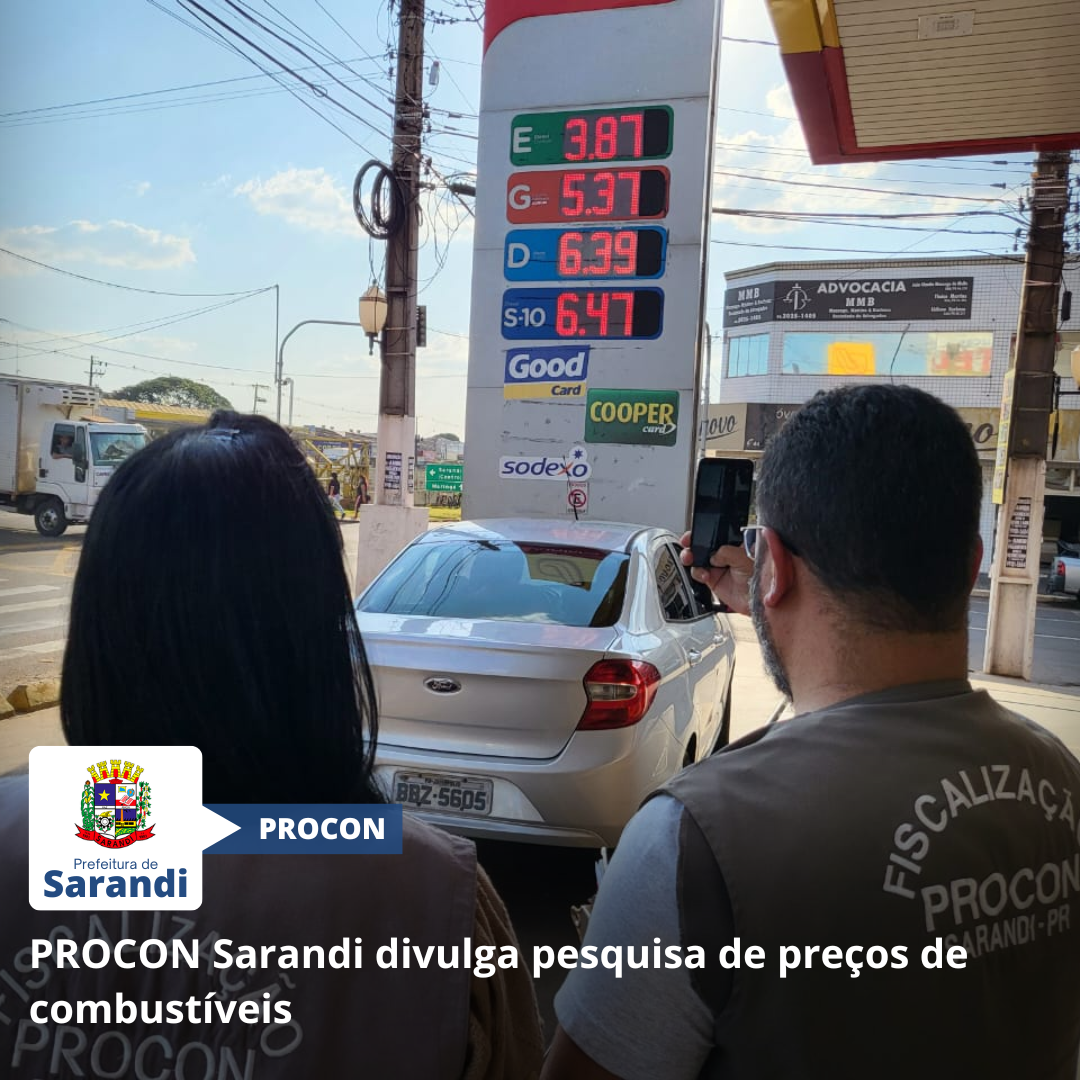 PROCON Sarandi divulga pesquisa de preços de combustíveis